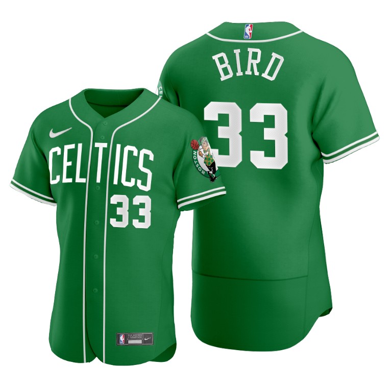 Men's Boston Celtics #33 Larry Bird Green 2020 NBA X MLB Crossover Edition Jersey Men's Boston Celtics #33 Larry Bird Green 2020 NBA X MLB Crossover Edition Jersey
